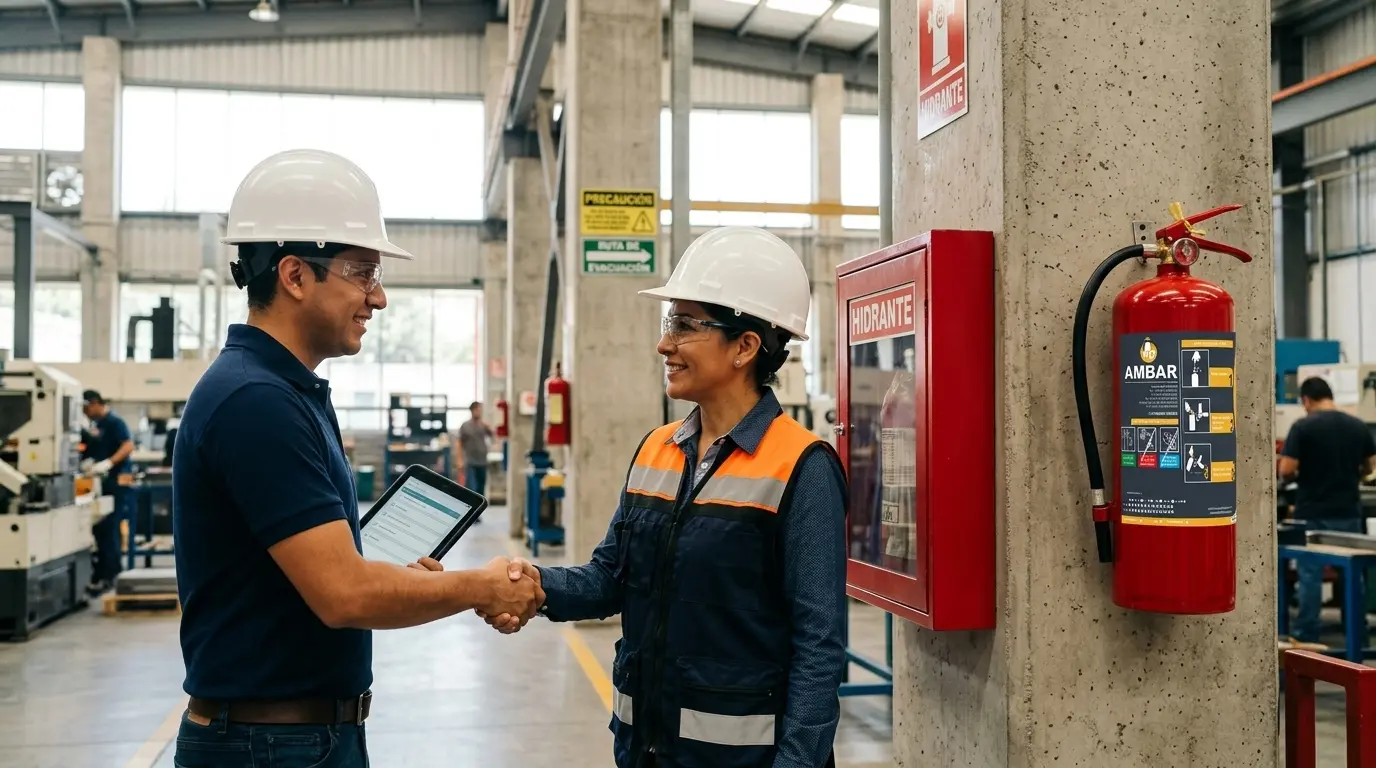 Extintores AMBAR - contrato mantenimiento extintores planta industrial ambar certificado NOM-154-SCFI y NOM-002-STPS para empresas en CDMX y Area Metropolitana