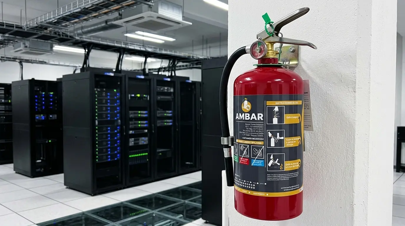 Extintor de agente limpio HFC-236 Halotrón instalado en data center y site de telecomunicaciones
