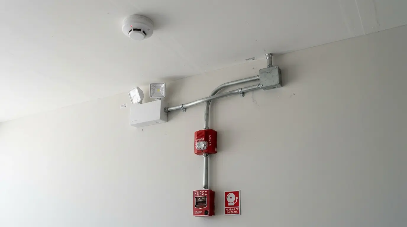 Detector de humo, alarma contra incendio y lámpara de emergencia LED